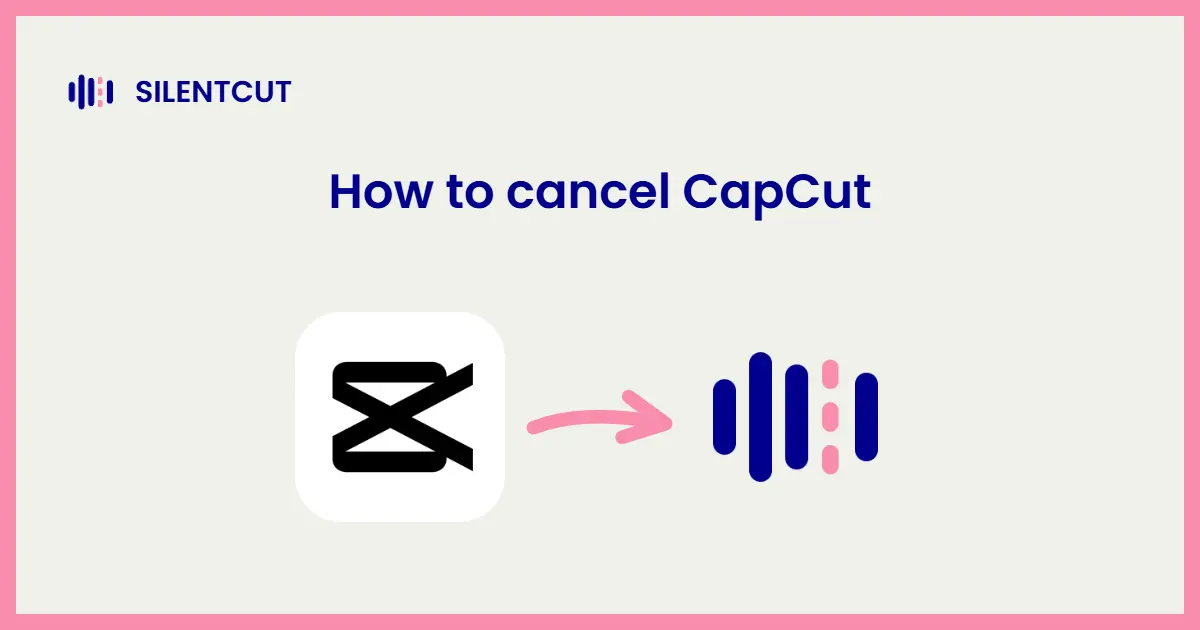 Blog cover card showing the CapCut logo and an arrow pointing to the SilentCut mark