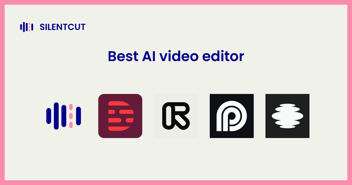 Blog cover card showing the SilentCut mark beside the icons of other AI video editors