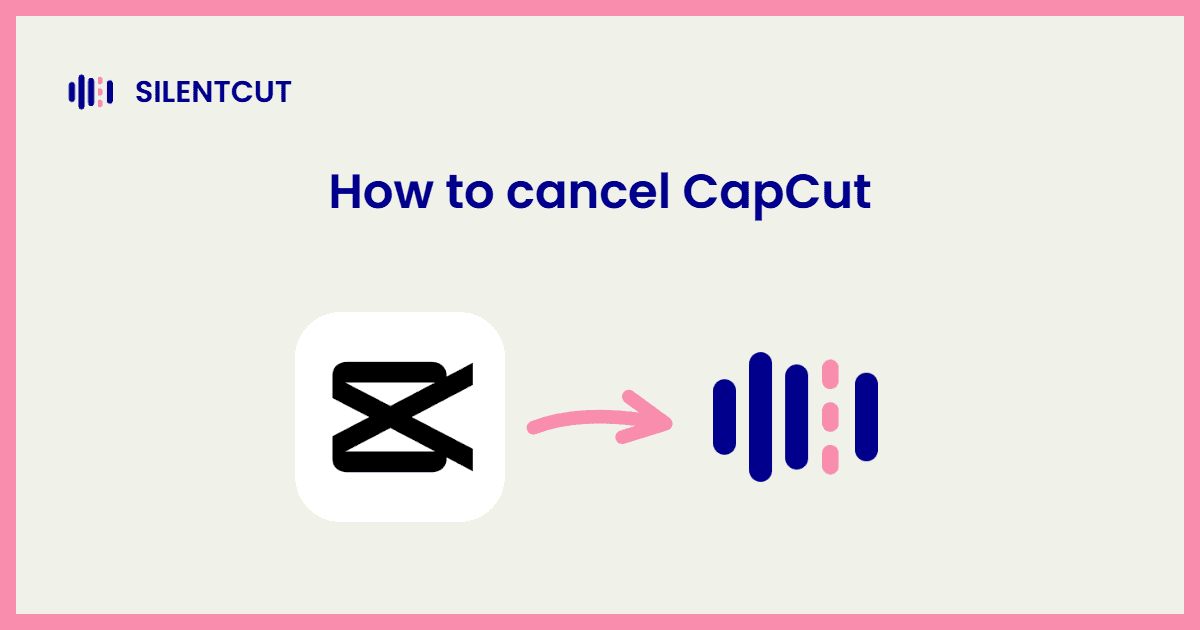 Blog cover card showing the CapCut logo and an arrow pointing to the SilentCut mark
